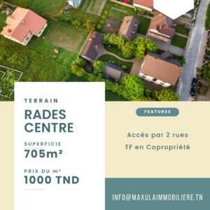 TERRAIN DE 705 M² EN PLEIN CENTRE DE RADES