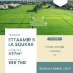 Photo-1 : TERRAIN D’UNE SUPERFICIE DE 457M² À CITÉ ETTAAMIR 5 À LA SOUKRA